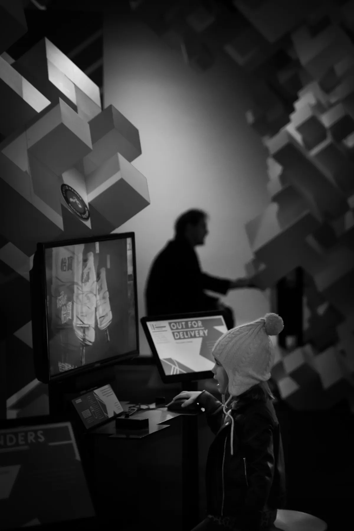 Child engaging with an interactive museum display