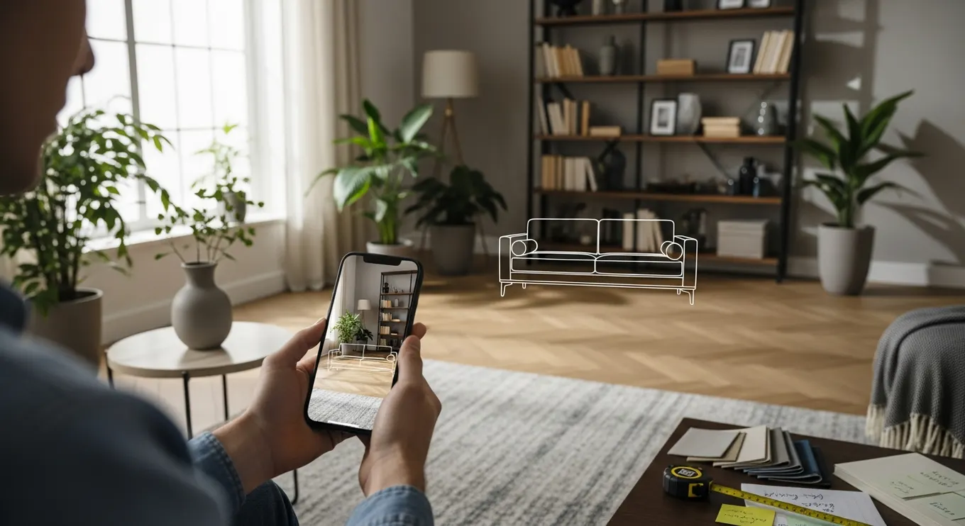 User exploring a complex product with AR visualization and spatial guidance